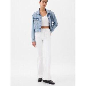 NWT Gap 70s Flare High Rise Stretch 4-pocket White Denim‎ Jeans Size 16 / 33 New